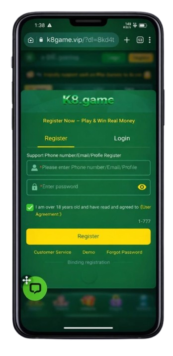 K8 Game Register
